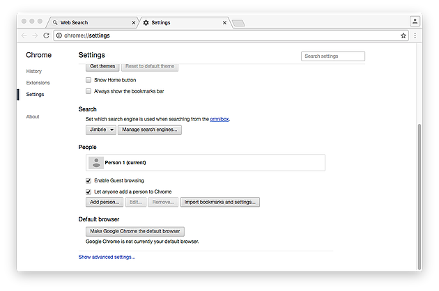 open chrome preference