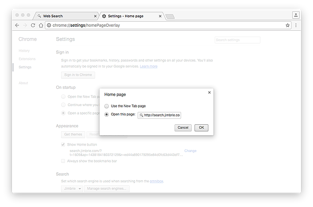 restore chrome home page